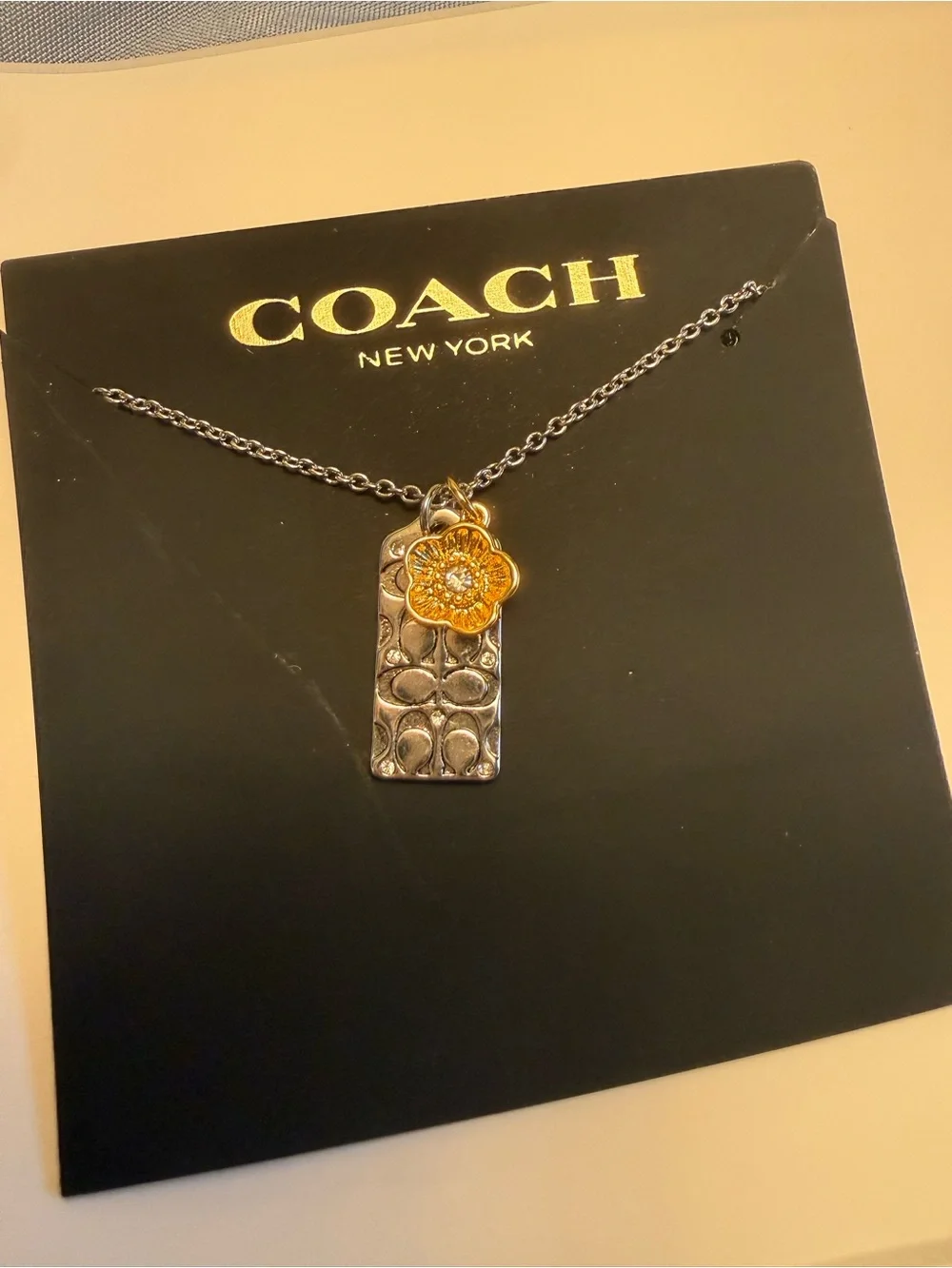 Coach Two-Charm Necklace in Silver and Gold